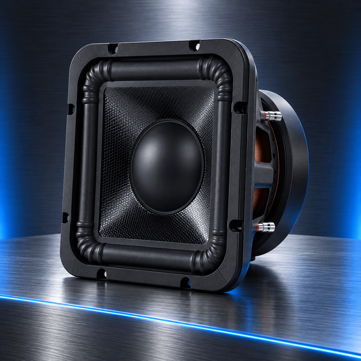 ZM-ES170-SQ square subwoofer black front angle