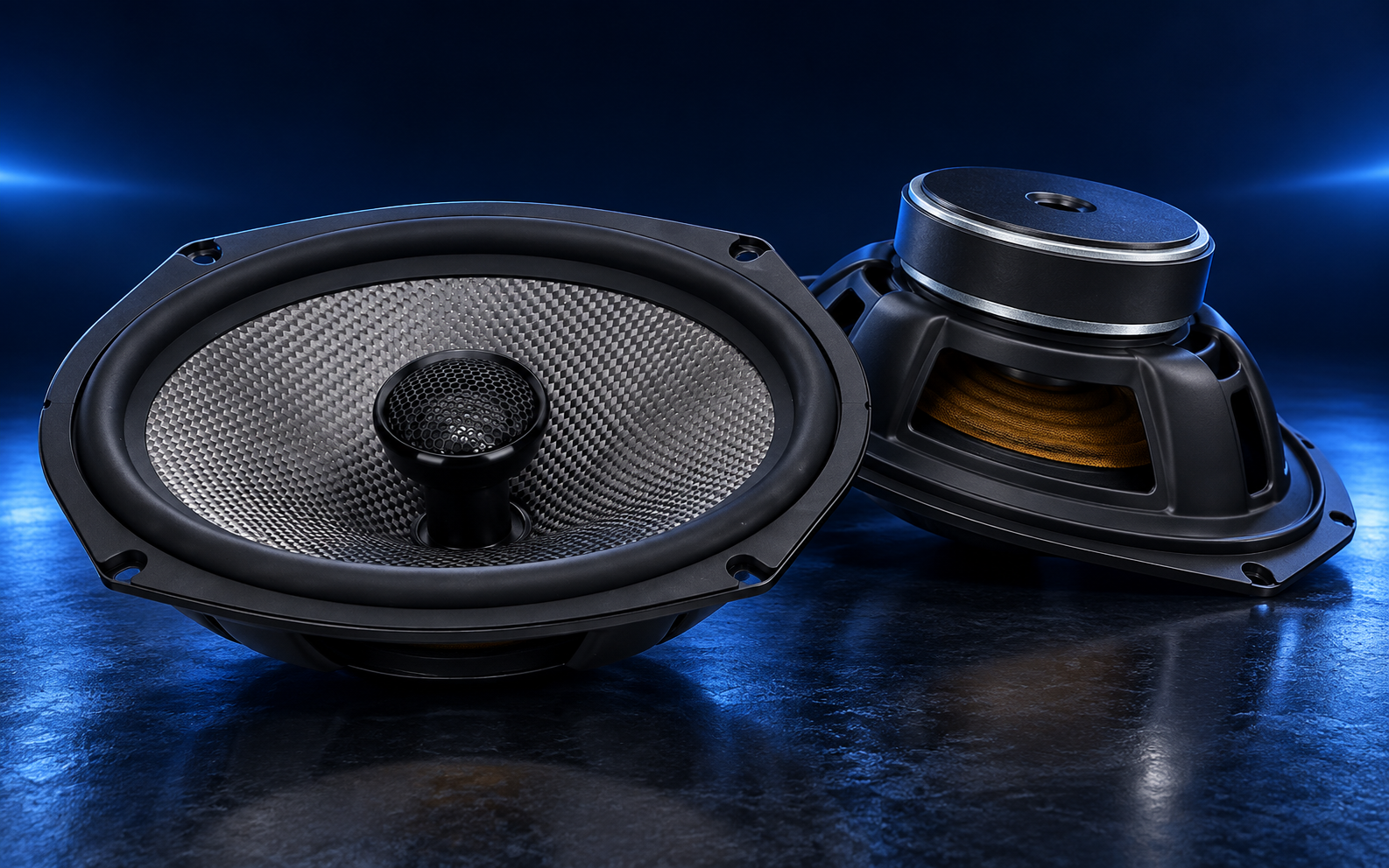 ZM-C69CB real coaxial speaker, front and rear product views