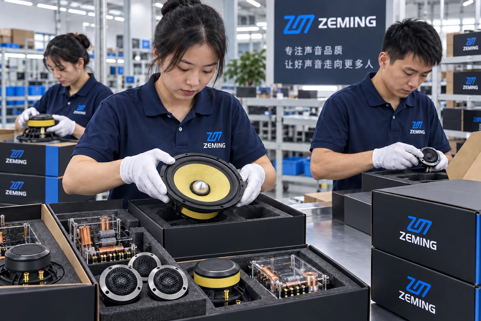 ZEMING packaging preparation for component speakers