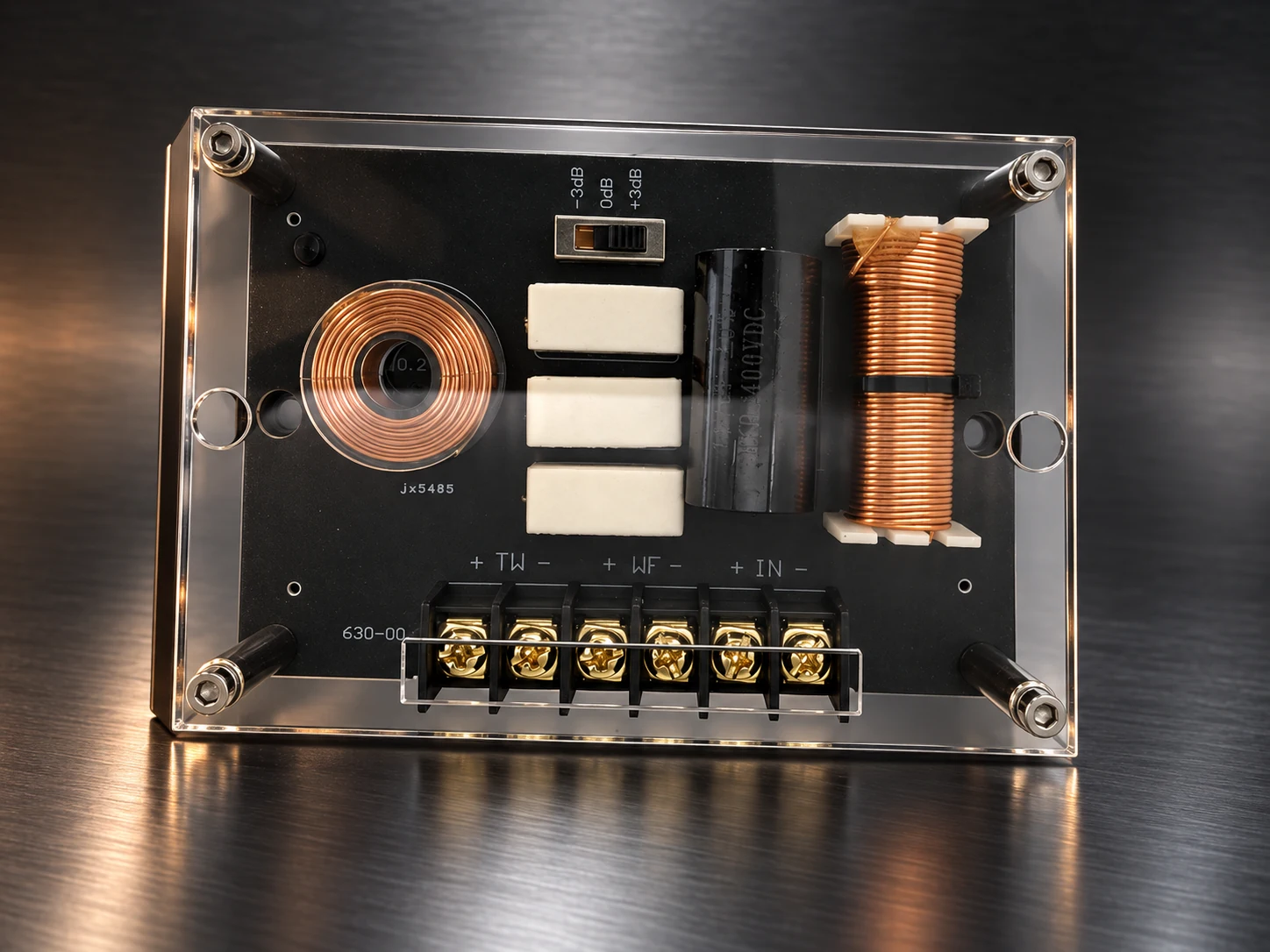 ZM-X65W V2 2-way passive crossover, angled detail