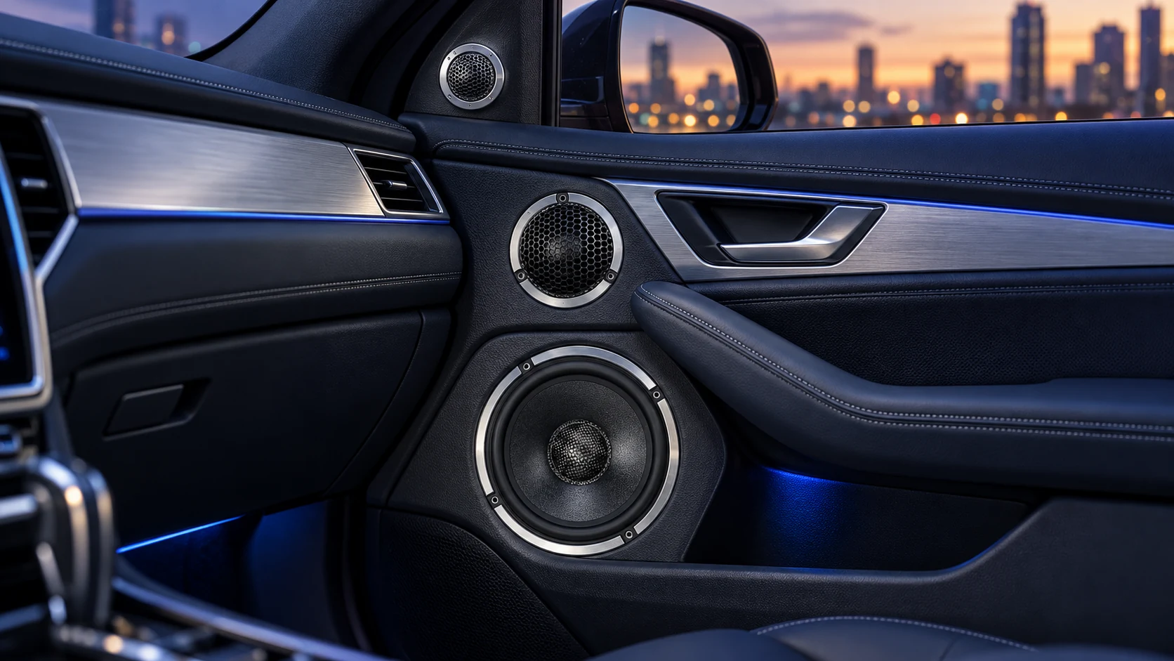 ZM-X65W component speaker installed in a premium vehicle interior